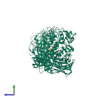 PDB entry 2fhb coloured by chain, side view.
