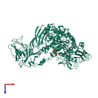 PDB entry 2fhb coloured by chain, top view.