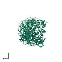 PDB entry 2fhc coloured by chain, side view.