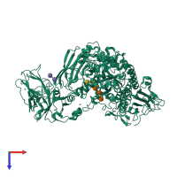 PDB entry 2fhc coloured by chain, top view.
