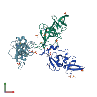 PDB entry 2fhd coloured by chain, front view.