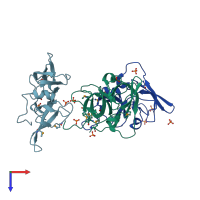 PDB entry 2fhd coloured by chain, top view.
