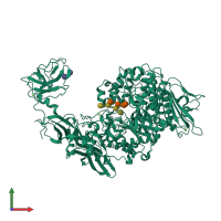 PDB entry 2fhf coloured by chain, front view.