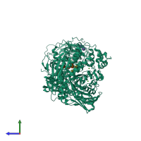 PDB entry 2fhf coloured by chain, side view.