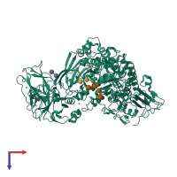 PDB entry 2fhf coloured by chain, top view.