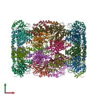 PDB entry 2fhg coloured by chain, front view.