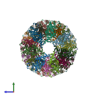 PDB entry 2fhg coloured by chain, side view.
