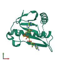 PDB entry 2fhi coloured by chain, front view.