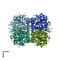 PDB entry 2fhk coloured by chain, top view.