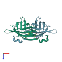 PDB entry 2fhl coloured by chain, top view.