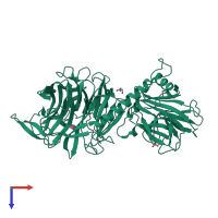 Monomeric assembly 1 of PDB entry 2fhr coloured by chemically distinct molecules, top view.