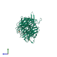 PDB entry 2fhr coloured by chain, side view.