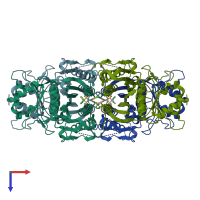 PDB entry 2fhy coloured by chain, top view.