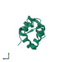 PDB entry 2fi0 coloured by chain, side view.