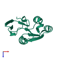 PDB entry 2fi9 coloured by chain, top view.