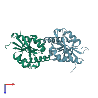 PDB entry 2fia coloured by chain, top view.