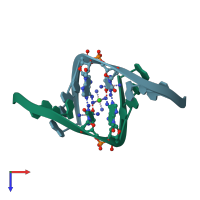 PDB entry 2fij coloured by chain, top view.