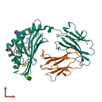 PDB entry 2fik coloured by chain, front view.
