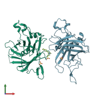 PDB entry 2fim coloured by chain, front view.