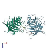 PDB entry 2fim coloured by chain, top view.