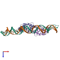 PDB entry 2fio coloured by chain, top view.