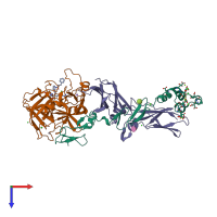 PDB entry 2fir coloured by chain, top view.