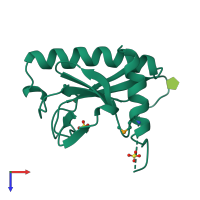 PDB entry 2fit coloured by chain, top view.