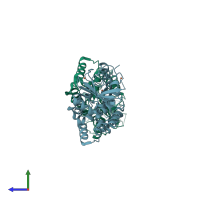 PDB entry 2fiy coloured by chain, side view.