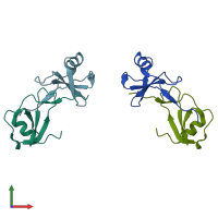 PDB entry 2fj2 coloured by chain, front view.