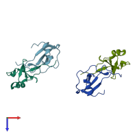 PDB entry 2fj2 coloured by chain, top view.