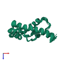 PDB entry 2fj3 coloured by chain, ensemble of 15 models, top view.