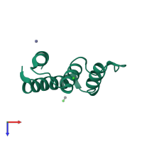 PDB entry 2fj9 coloured by chain, top view.