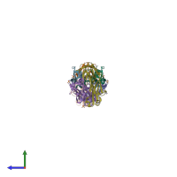 PDB entry 2fjg coloured by chain, side view.