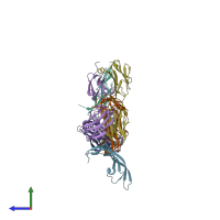 PDB entry 2fjh coloured by chain, side view.