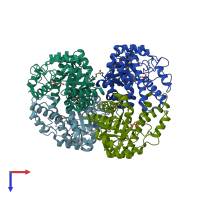 PDB entry 2fjk coloured by chain, top view.