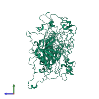 PDB entry 2fjl coloured by chain, ensemble of 15 models, side view.