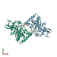 PDB entry 2fjm coloured by chain, front view.