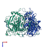 PDB entry 2fjs coloured by chain, top view.