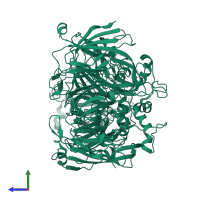 Copper-containing nitrite reductase in PDB entry 2fjs, assembly 1, side view.