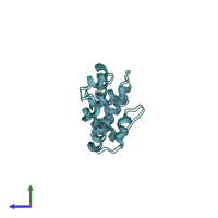 PDB entry 2fjy coloured by chain, side view.