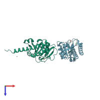 PDB entry 2fk5 coloured by chain, top view.