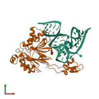 PDB entry 2fk6 coloured by chain, front view.