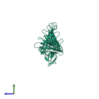 PDB entry 2fkg coloured by chain, side view.