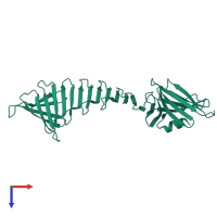 PDB entry 2fkg coloured by chain, top view.