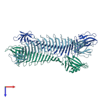PDB entry 2fkj coloured by chain, top view.