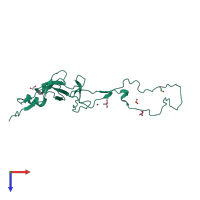 PDB entry 2fkk coloured by chain, top view.