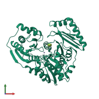 PDB entry 2fkm coloured by chain, front view.