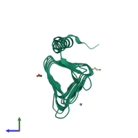 PDB entry 2fko coloured by chain, side view.