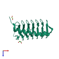 PDB entry 2fko coloured by chain, top view.
