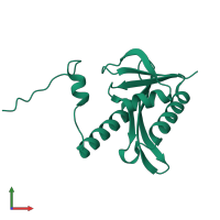 PDB entry 2fl4 coloured by chain, front view.